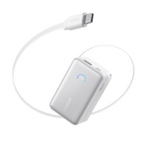 Anker USB-C to USB-C cable with a compact white power bank, shown on a clean white background.