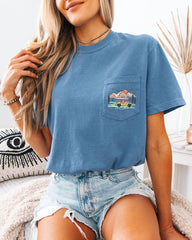 Camping Hiking Nature Color Botanical Comfort Colors Pocket T Shirt