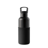 Black water bottle with a cap on a white background
