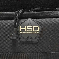 Black bag with 'HSD HighSpeedDaddy' logo on a black background