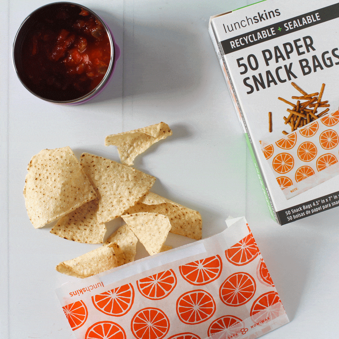 GIF of chips and paper snack bags
