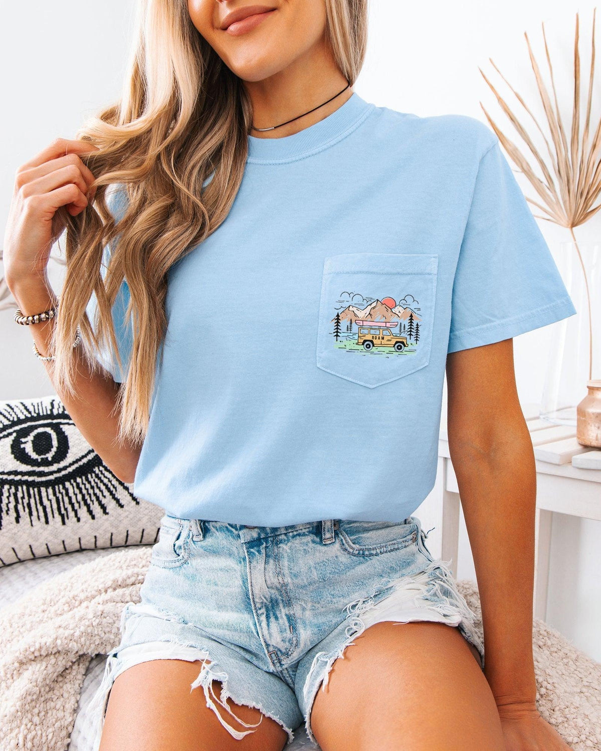 Camping Hiking Nature Color Botanical Comfort Colors Pocket T Shirt