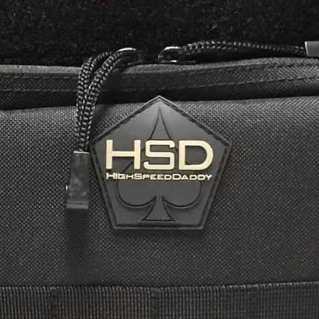 Black bag with 'HSD HighSpeedDaddy' logo on a black background